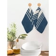 thumbnail image 2 of Navy Blue Beige Striped Kitchen Dish Towels for Drying Dishes Set of 4, Modern Farmhouse Retro Lines Waffle Weave Microfiber Hand Tea Bathroom Towels Quick Dry & Absorbent Towel 12x12, 2 of 7