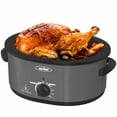 thumbnail image 1 of Olla de cocción lenta SUNVIVIPRO con tapa autoadhesiva, horno eléctrico para asar pavos con bandeja y rejilla extraíbles, acero inoxidable, gris, 8 cuartos de galón, 1 of 5