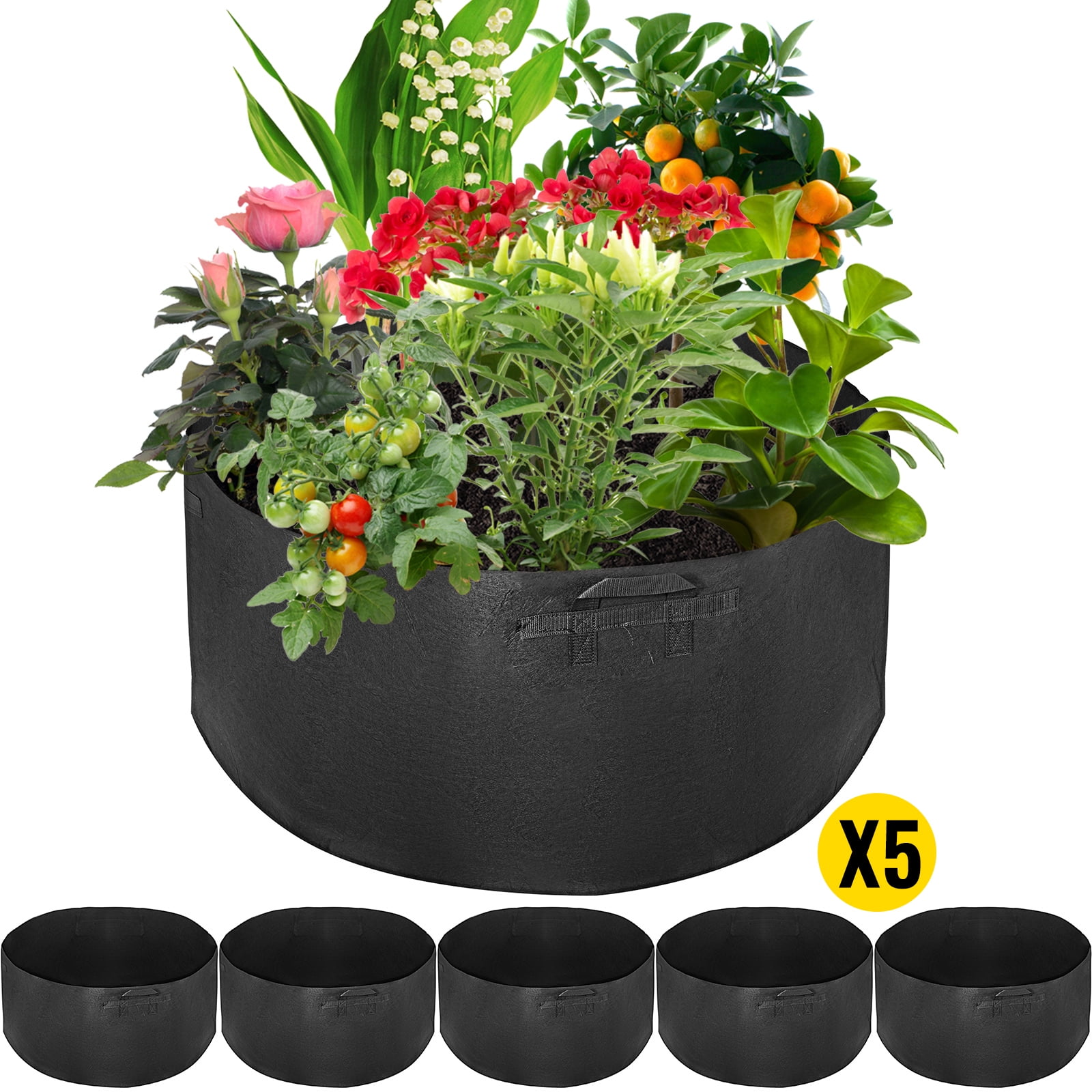 Pro Round Grow Bag Planter Vegetable Container Plant Pot Salad Tomato Garden Kit 