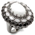 thumbnail image 1 of Bague en Laiton de Ruthénium avec CZ Laiteux&44; Blanc - Taille 7, 1 of 1