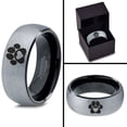 thumbnail image 4 of Tungsten Animal Paw Print Heart Band Ring 8mm Men Women Comfort Fit Black Dome Brushed Gray Polished, 4 of 4