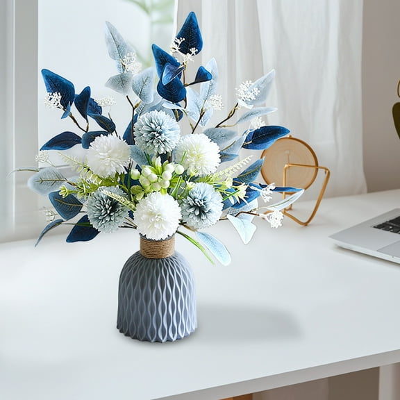 Artificial Flowers With Vases Fake Hydrangea With Bouquet Combination Living Room Family Banquet Party Wedding Decoration