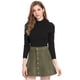 thumbnail image 2 of INSPIRE CHIC Falda Corta Acampanada De Cintura Alta Con Cierre De Botón De Gamuza Sintética Para Mujer Verde M, 2 of 6
