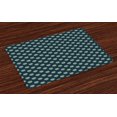 thumbnail image 1 of Ambesonne Victorian Place Mats Set of 4, Damask Swirls Leaves, Standard Size, Dark Blue Pale Green, 1 of 4