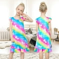 thumbnail image 3 of Pashop 2pcs Girls Nightgowns, Unicorn Short Sleeve Sleepwear Nightie Nightgown Princess Pajama Dresses for 4-5 Girls, 3 of 6