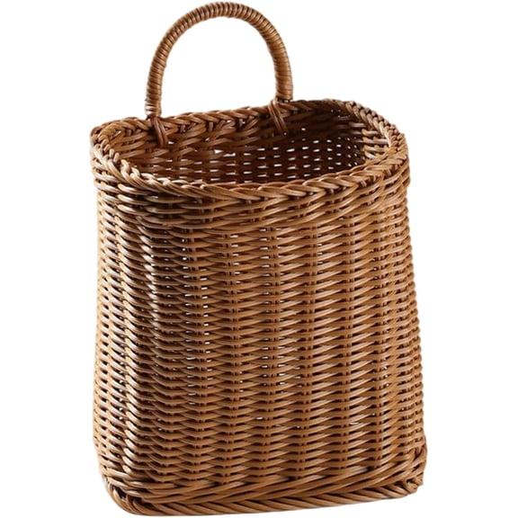 Woven Hanging Wicker Basket for Door, Handmade Rattan Hanging Wall Baskets for Garden Farmhouse Home