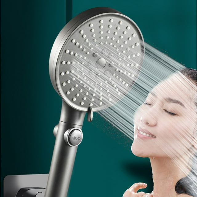 Xihbxyly Ducha de Mano de Alta Presión, 5 Modos de Rociado, Potente Caudal, Fácil Instalación, Ideal para Uso Doméstico, En Gimnasios y Hoteles para Personas Mayores, Relajante, Gris, 27 X 12 X 4 Cm.