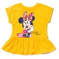 thumbnail image 3 of Disney Minnie Mouse Toddler Girls Peplum T-Shirt and French Terry Shorts Outfit Set Toddler to Little Kid, 3 of 5