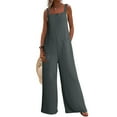 thumbnail image 2 of Htigea Women's Casual Loose Overalls Jumpsuits One Piece Sleeveless Wide Leg Long Pant Rompers With Pockets Fall Savings Gray 2XL, 2 of 7