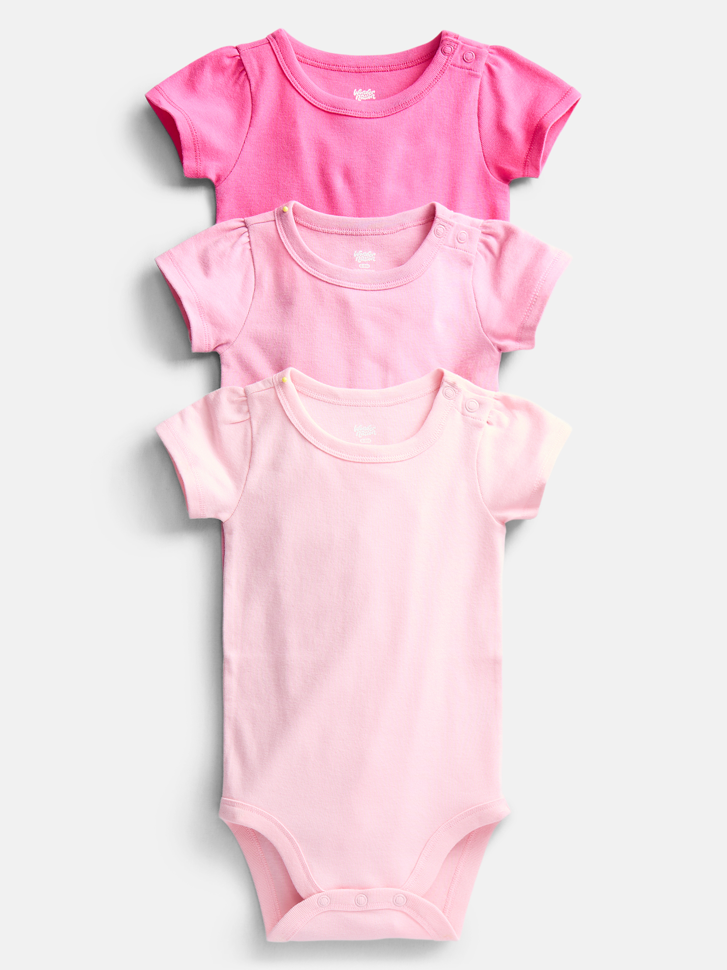 Wonder Nation Baby Girls Short-Sleeve Bodysuits 3-Pack
