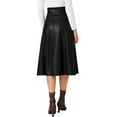 thumbnail image 3 of INSPIRE CHIC Women's Skirt Casual Vintage High Waist A Line Faux PU Leather Midi Skirts M Black, 3 of 5