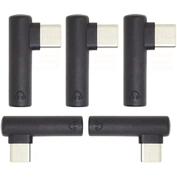 wonima11 xiwai 5pcs/Set Type USB-C 3.1 Male to AUX Audio Female Type-C to 3.5mm Earphone Adapter 90 Degree Angled