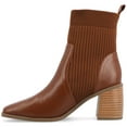 thumbnail image 3 of Journee Womens Harlowe Chelsea Knit and Vegan Leather Booties, Widths Available, 3 of 10