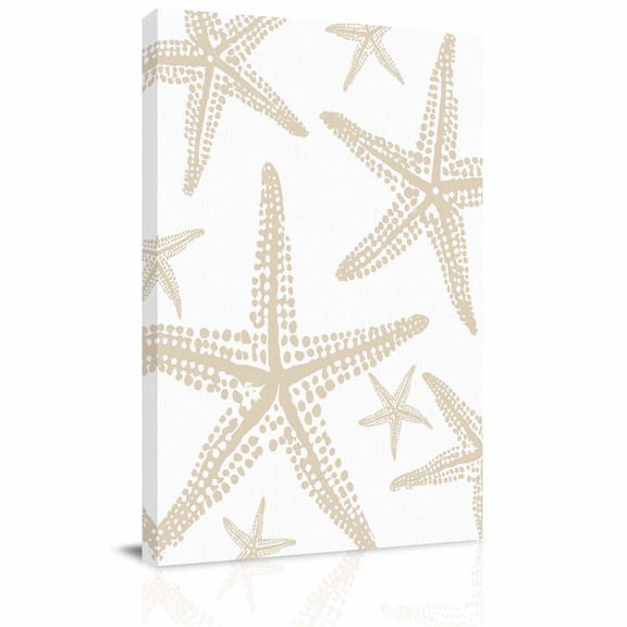 Coastal Beige Starfish Canvas Wall Art for Living Room, Nautical Minimalist Ocean Summer Poster Print Painting for Bedroom Office Home Decoration Wall Pictures Prepare To Hang 8"x12"