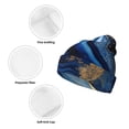 thumbnail image 3 of Kdxio Navy Blue Marble Winter Beanie for Men Women Beanie Knit Hat Cuffed Cap Beanie Knit Chunky Snow Cap, 3 of 6