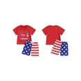 thumbnail image 3 of Kids Boys Shorts Set, Short Sleeve Letters Print T-shirt with Stars Striped Shorts for Independence Day, 3 of 10