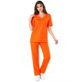 thumbnail image 4 of Women Prisoner Costume Number Print Short Sleeve Tops Pants Inmate Outfit Set for Halloween Cosplay, 4 of 7