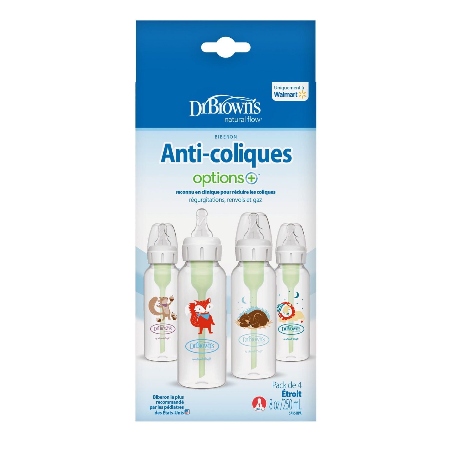 Biberons de Dr. Brown's Anti-Coliques Options+, 250 ml, 4 pk 250 ml, 4 pk
