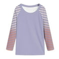 thumbnail image 4 of Linfrsh Girls Long Sleeve Shirt Boys Girl Long Sleeve Striped Crew Neckline T-Shirts Kid Tee Light Purple,18-24 Months, 4 of 5