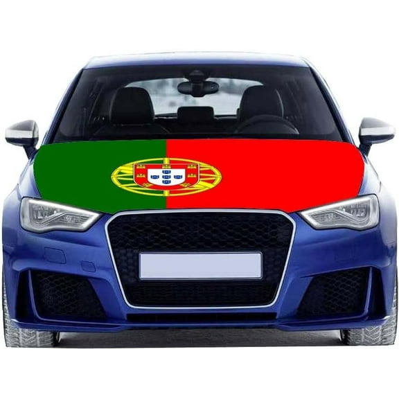 Portugal National Flag Oversized Car Hood Cover 3.3X5FT/6X7FT 100% Polyester Elastic Fabrics Can be Washed Suitable for Large SUV and Pickup Trucks ( 6X7FT)