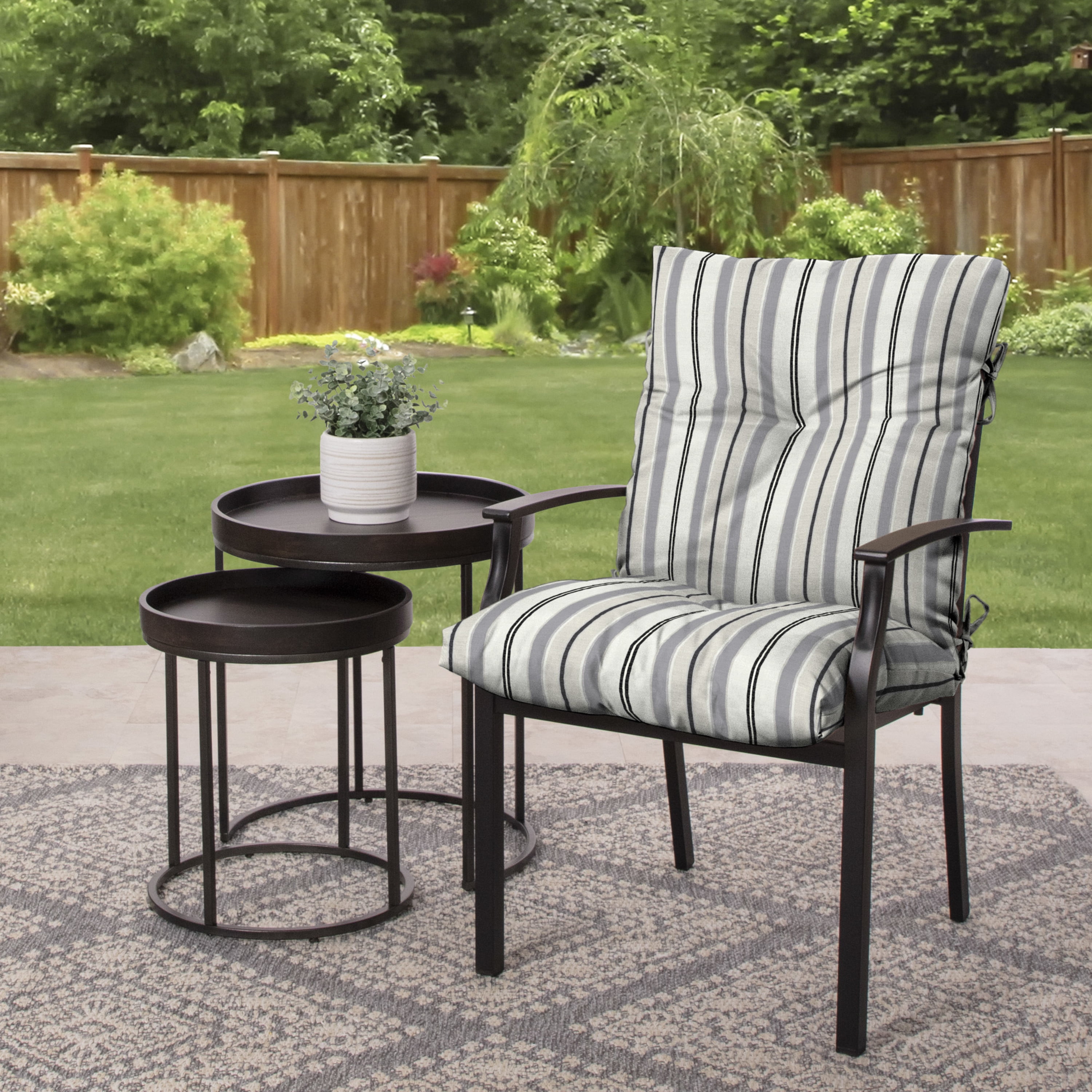 Black Villa Stripe Chair Cushion by World Market