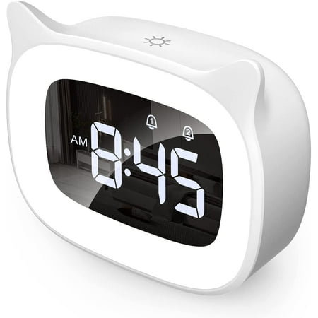 Blanc）Réveil Enfant Educatif, LED Veilleuses Pendules horloges de