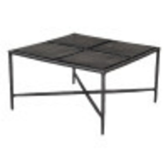 Cloe Coffee Table Black Coffee Table, Modern Style, Recycled Sand Cast Glass square shape tabletop, Aluminum, Indoor Living