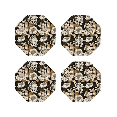 

Tideii Retro Hydrangeas for Leather Coasters 4 Pieces Anti-fouling and Anti-scalding Decorative Coasters Suitable for Restaurants Kitchens Coffee Shops-Octagon