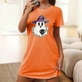 thumbnail image 2 of Tnhcen Family-Friendly Halloween Sleepwear Plus Size Funny Cartoon Print Short Dress Round Neck Short Sleeve Stretchy Polyester Spandex S-2XL for All Ages, 2 of 5