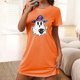 thumbnail image 1 of Camisón corto de talla grande para mujer, camisón de manga corta con estampado de pecho a la moda, camisón para mujer, 1 of 5