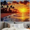 thumbnail image 2 of Fenyluxe  Palm Trees Beach Sunset Tapestry, Jamaica Beach Palm Tree Sunset Wall Hanging Large Tapestry Psychedelic Tapestry Decorations Bedroom Living Room Dorm 40x30inch, 2 of 6
