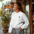 thumbnail image 4 of Dalix Butterfly Embroidery Relaxed Crewneck Sweatshirt Soft Fleece Fit Lounge Womens in White XL X-Large, 4 of 5