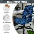 thumbnail image 3 of SCRAWLGOD Zebra Print Blue Stretchable Office Chair Cover with Arm Rest Slipcovers Removable Gaming Chair Cover Crease Resistant Swivel Chair Protector, Set of 3, L, 3 of 7