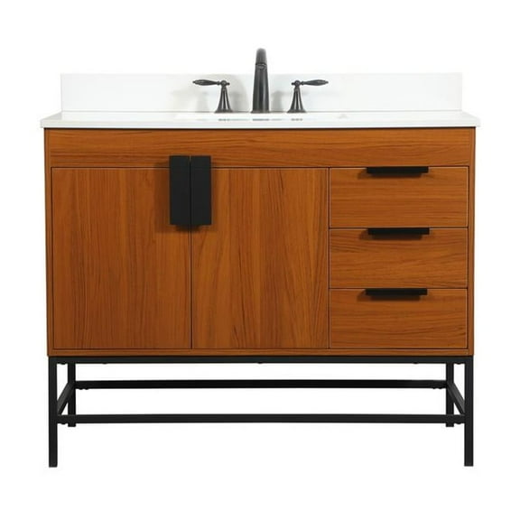 Elegant Decor Eugene 42" MDF Single Bathroom Vanity with Backsplash in Teak