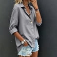 thumbnail image 4 of Bixock Women Button Down Shirts Long Sleeve Tops V Neck Casual Blouse Going Out Tops Soft Comfortable Work Office Daily Wear Fall/Winter Women Clothes, 4 of 6