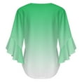 thumbnail image 6 of Sage Green And White Gradient Women's V-Neck Blouse With 3/4 Ruffled Bell Sleeves Casual Top Ladies Blouses, 6 of 7