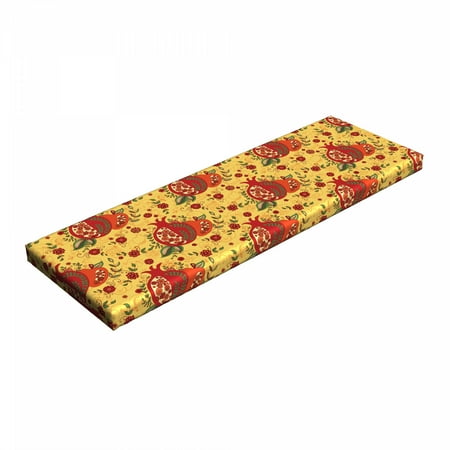 

Oriental Bench Pad Middle East Pattern Happy New Year in Hebrew Letters Apple Pomegranate HR Foam Cushion with Decorative Fabric Cover 45 x 15 x 2 Multicolor by Ambesonne