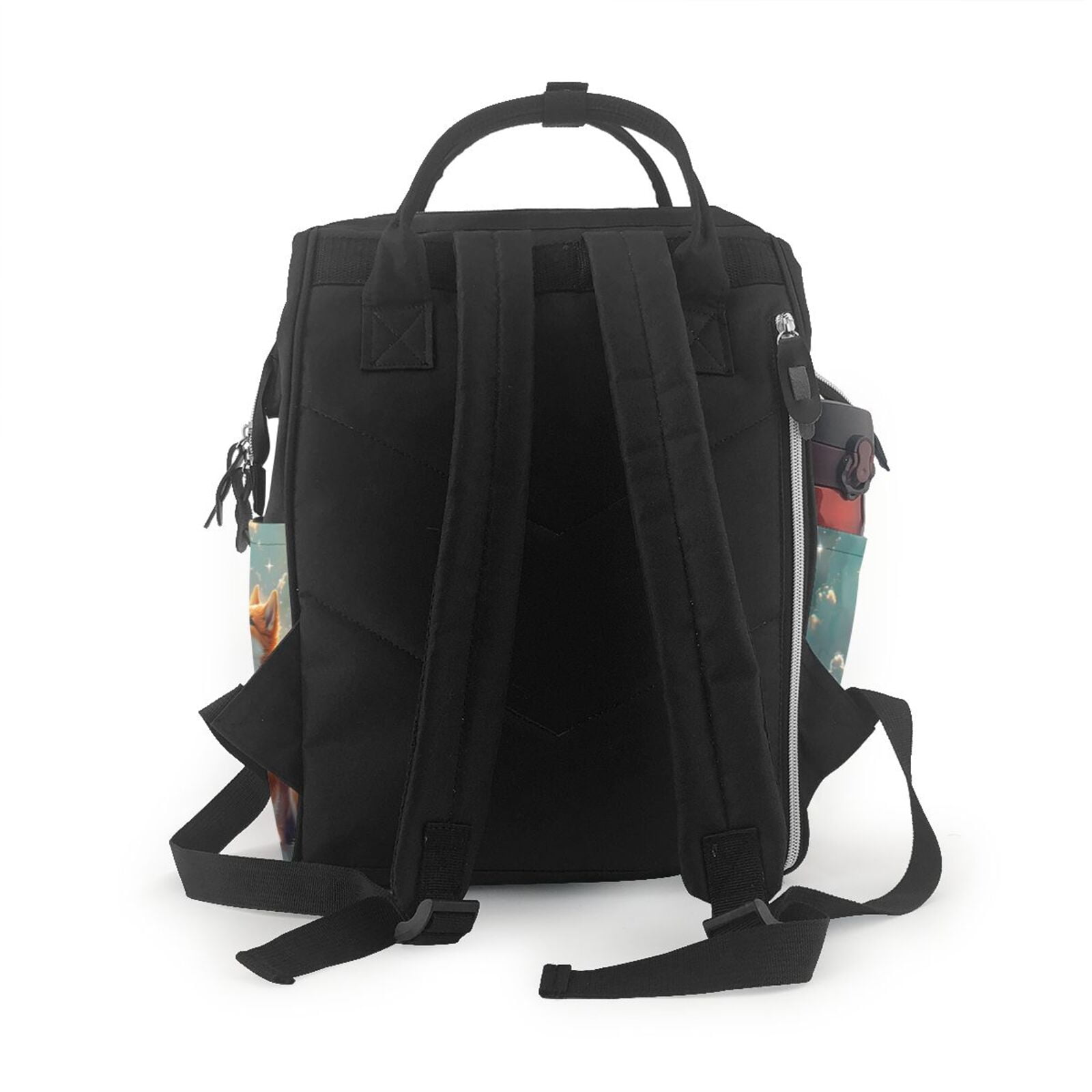 Fuzoiu Starry Sky Cloud Fox Print Diaper Bag Backpack,Baby Essentials Travel Tote,Multi function Waterproof Diaper Bag, Travel Essentials Baby Bag - Unisex