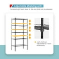 thumbnail image 2 of YRLLENSDAN 5 Tier Shelving Unit 21Lx12W Height-Adjustable Metal Storage Shelves NSF-Certified Rust-resistant Wire Shelving Rack Kitchen Tool Utility Shelves 5 Shelf Storage Rack,Black, 2 of 7