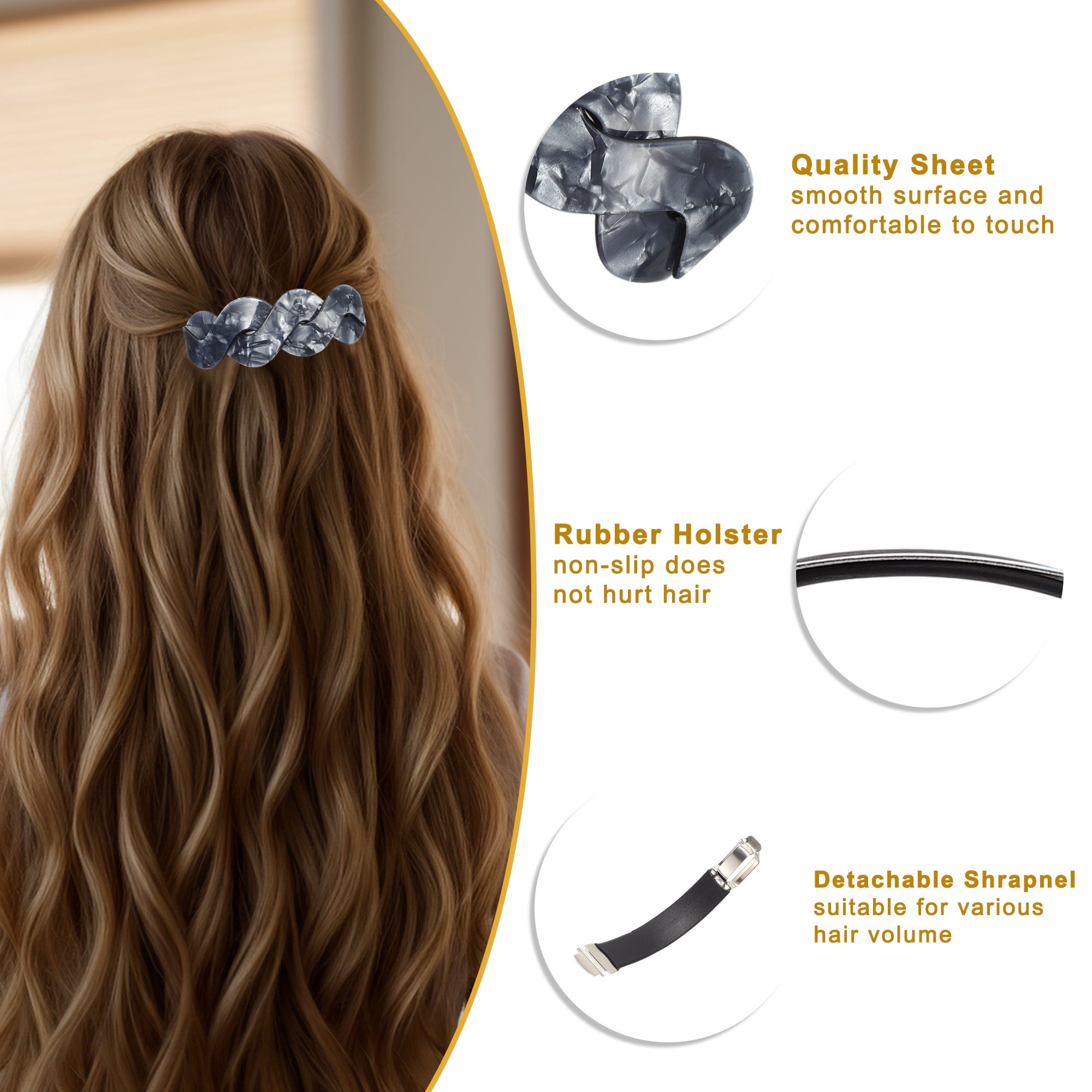 Unique Bargains Large French Hair Barrettes Thick Hair Gray