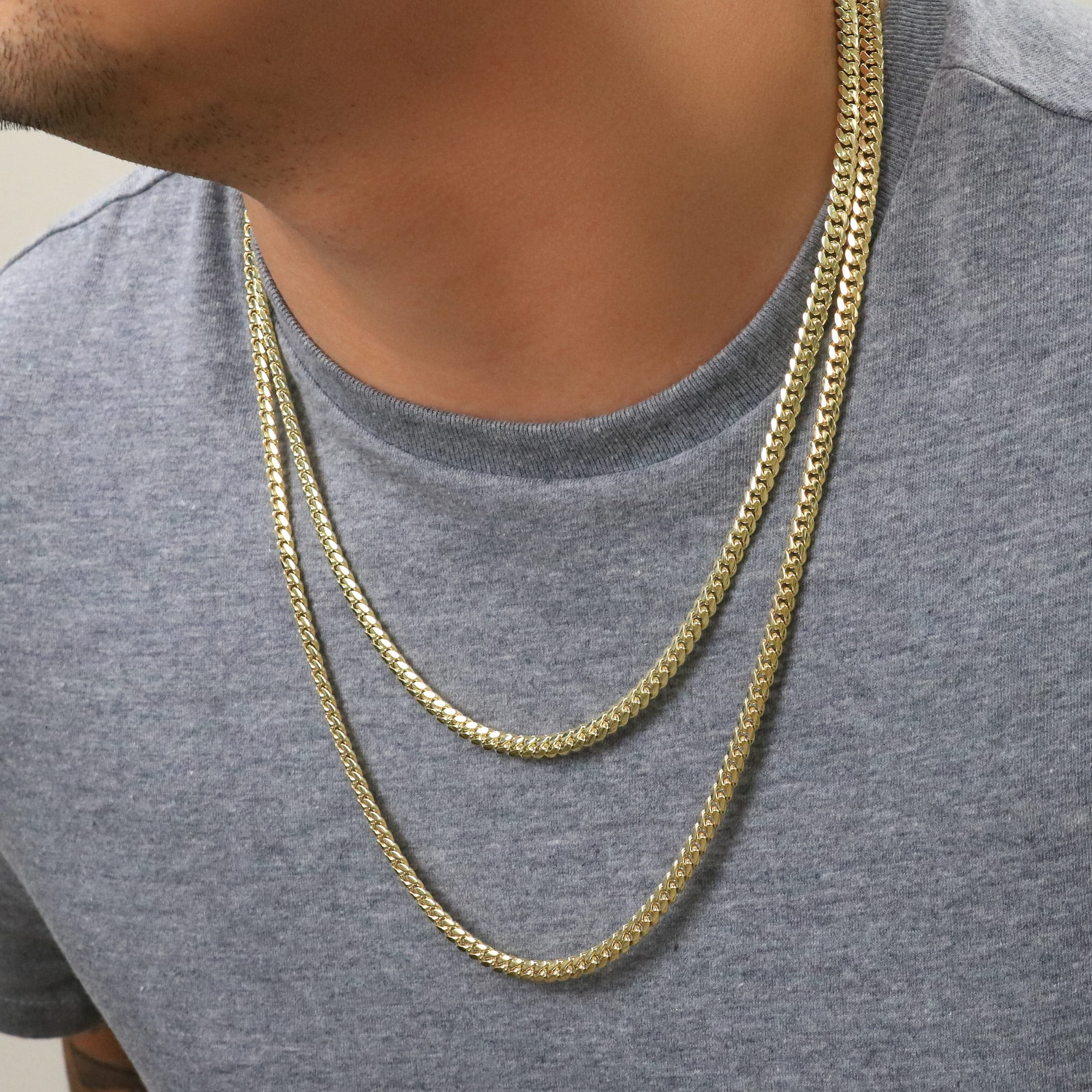 Nuragold 10k Real Yellow Gold Solid Miami Cuban Link 5mm Chain Necklace (16"-30") Italian Jewelry for Men