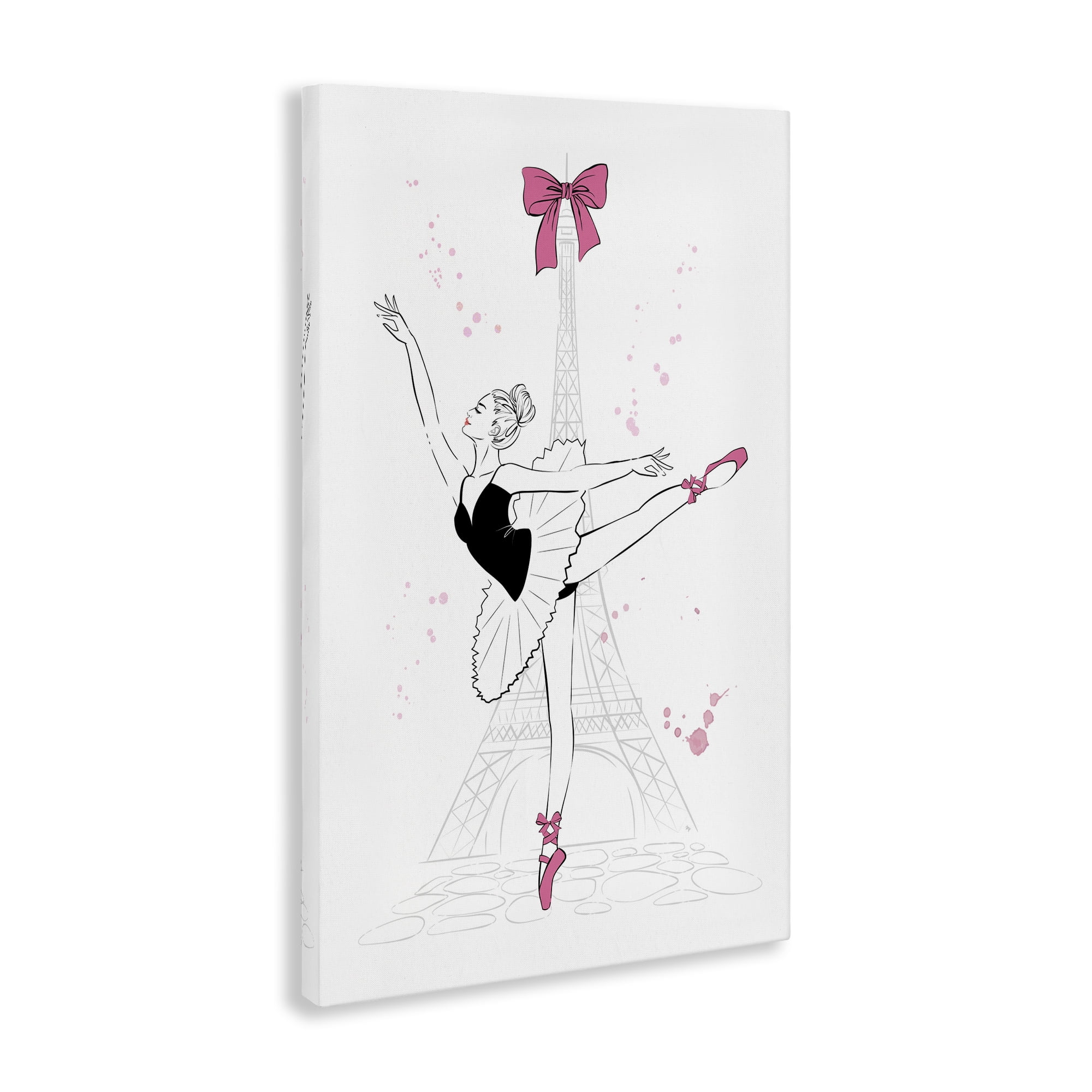 Stupell Industries Ballerina & Eiffel Tower Novelty Painting Gallery Wrapped Canvas Art Print Wall Art, 24 x 36