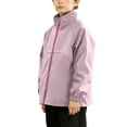 thumbnail image 4 of SERTG Kids Windproof Active Jacket Long Sleeve Solid Color Weather Casual Fall Winter Outerwear for Boys and Girls 4-16 Years(Pink,4-5 Years), 4 of 5
