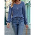 thumbnail image 4 of Button Up Sweater for Women Fall Knit Pullover Sweaters Long Sleeve Henley Shirts Crewneck Tunic Tops Blue M, 4 of 6