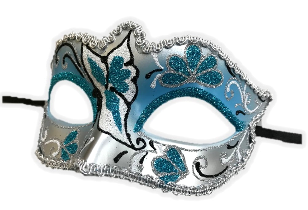Childs Venetian Eye Mask Fancy Dress Kids Masquerade Ball Glitter Swirl Mask