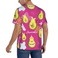 thumbnail image 2 of Zufioo Pink Green Avocado Print Men's Baseball Short Sleeve, Moisture Wicking Button-Down Hip Hop Tee-Medium, 2 of 7