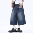thumbnail image 4 of Women's Jeans Retro Washed Street Casual Loose Capris Denim Shorts Womens Pants Blue XXXL, 4 of 4