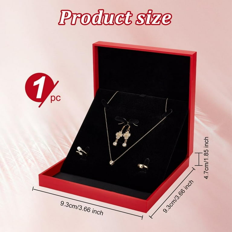 Jewelry Set Red Velvet Necklace Box PU Leather Pendant Necklace