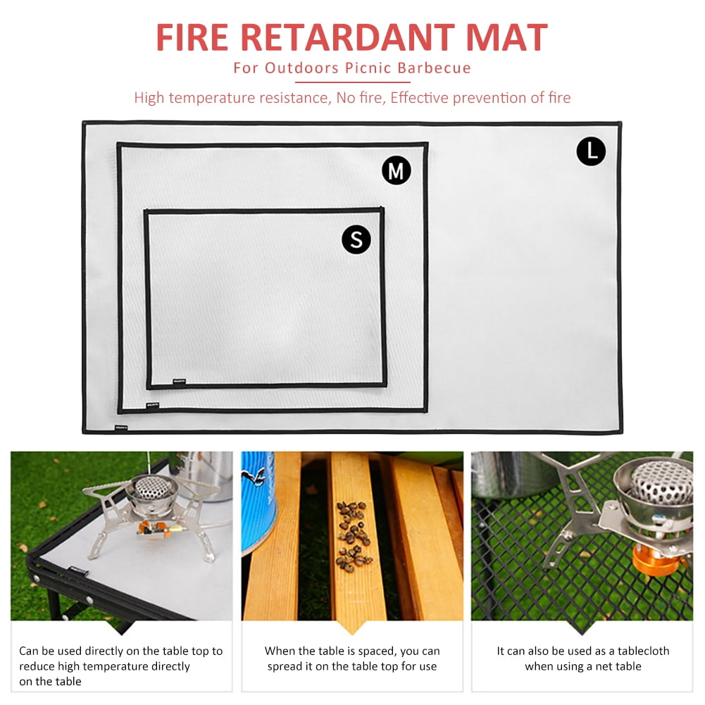 Camping Fireproof Grill Mat Cloth Flame Retardant Ember Blanket Mat For Out O7Y7
