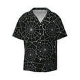thumbnail image 2 of Lsque Spider Web Black print Men's Cuban Collar Short Sleeve Shirt Summer Beachwear Casual Button Down Fashionable Vacation Leisure Shirt-Small, 2 of 7